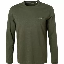 Marc O'Polo Longsleeve 127 2222 52080/428 Bio Baumwolle, Dunkelgrün meliert, Dunkelgrün