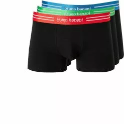 bruno banani Shorts 3er Pack Cotton 2201-2326/0007 Trunks, Baumwoll-Stretch, Schwarz