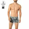 bruno banani Shorts 2er Pack Leaf 2201-2328/4306 Trunks, Baumwoll-Stretch, Grau-schwarz gemustert, Grau-schwarz