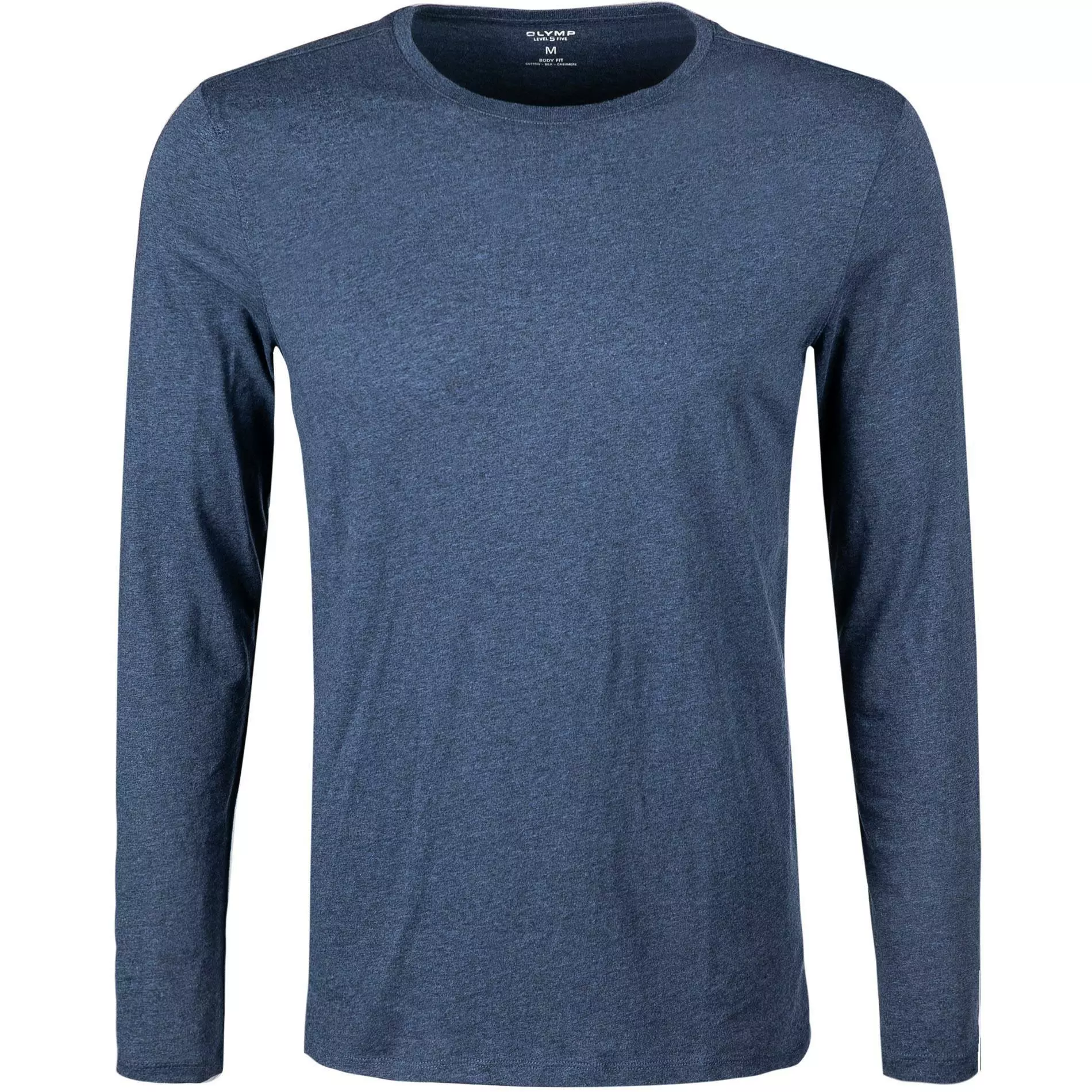 OLYMP Casual Level Five B. Fit T-Shirt 5640/84/13 Longsleeve, Body Fit, Baumwolle-Kaschmir, Rauchblau meliert, Rauchblau 1 OLYMP Casual Level Five B. Fit T-Shirt 5640/84/13 Longsleeve, Body Fit, Baumwolle-Kaschmir, Rauchblau meliert, Rauchblau