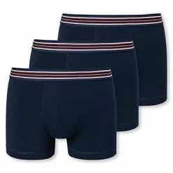 Schiesser Shorts 3er Pack 175732/908 Trunks, Baumwoll-Stretch, Navy -Wäsche Verkaufsshop 374639 norm3