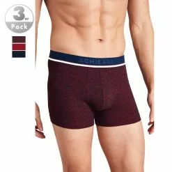 Schiesser Shorts 3er Pack 175736/910 Trunks, Baumwoll-Stretch, Rot-nachtblau, Rot