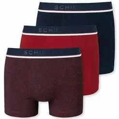 Schiesser Shorts 3er Pack 175736/910 Trunks, Baumwoll-Stretch, Rot-nachtblau, Rot -Wäsche Verkaufsshop 374658 norm3