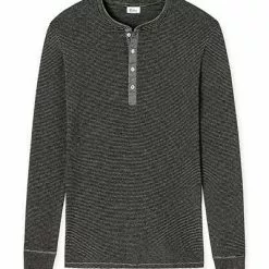 Schiesser Revival Karl-Heinz Henley 1/1 175881/208 Longsleeve, Baumwolle, Anthrazit meliert, Anthrazit -Wäsche Verkaufsshop 374918 norm4