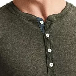 Schiesser Revival Karl-Heinz Henley 1/1 175884/711 Longsleeve, Baumwolle, Khaki meliert, Khaki -Wäsche Verkaufsshop 374923 norm3