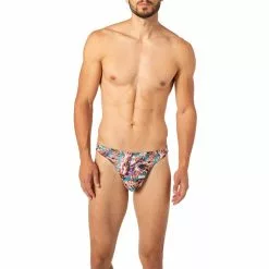 bruno banani String Antique Art 2203-2338/4323 Mikrofaser-Stretch, Orange-smaragdgrün gemustert, Multicolor