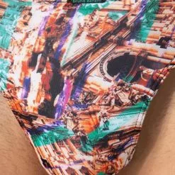 bruno banani String Antique Art 2203-2338/4323 Mikrofaser-Stretch, Orange-smaragdgrün gemustert, Multicolor -Wäsche Verkaufsshop 374995 norm2