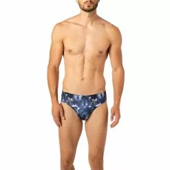 bruno banani Sportslip Mystery Wolf 2202-2336/1846 Mikrofaser-Stretch, Blau gemustert, Dunkelblau-grau