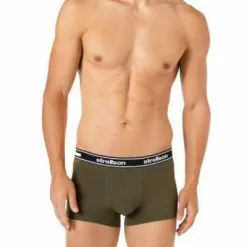Strellson Shorts 3er Pack 531476/754 Trunks, Baumwoll-Stretch, Oliv-navy gemustert, Oliv -Wäsche Verkaufsshop 376025 norm2