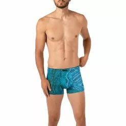 bruno banani Shorts Primary Rock 2201-2341/06 Trunk, Mikrofaser-Stretch, Grün-blau gemustert, Grün