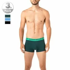 BOSS Trunks 3er Pack 50458488/963 Baumwoll-Stretch, Schwarz-grün-blau, Tannengrün-hellblau-schwarz