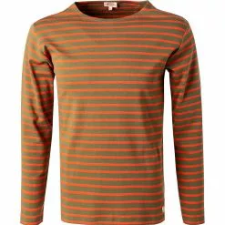 Armor lux T-Shirt 02297/HRV Longsleeve, Baumwolle, Khaki-orange gestreift, Khaki-orange