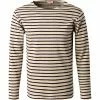 Armor lux T-Shirt 02297/HRW Longsleeve, Baumwolle, Beige-blau gestreift, Beige-blau