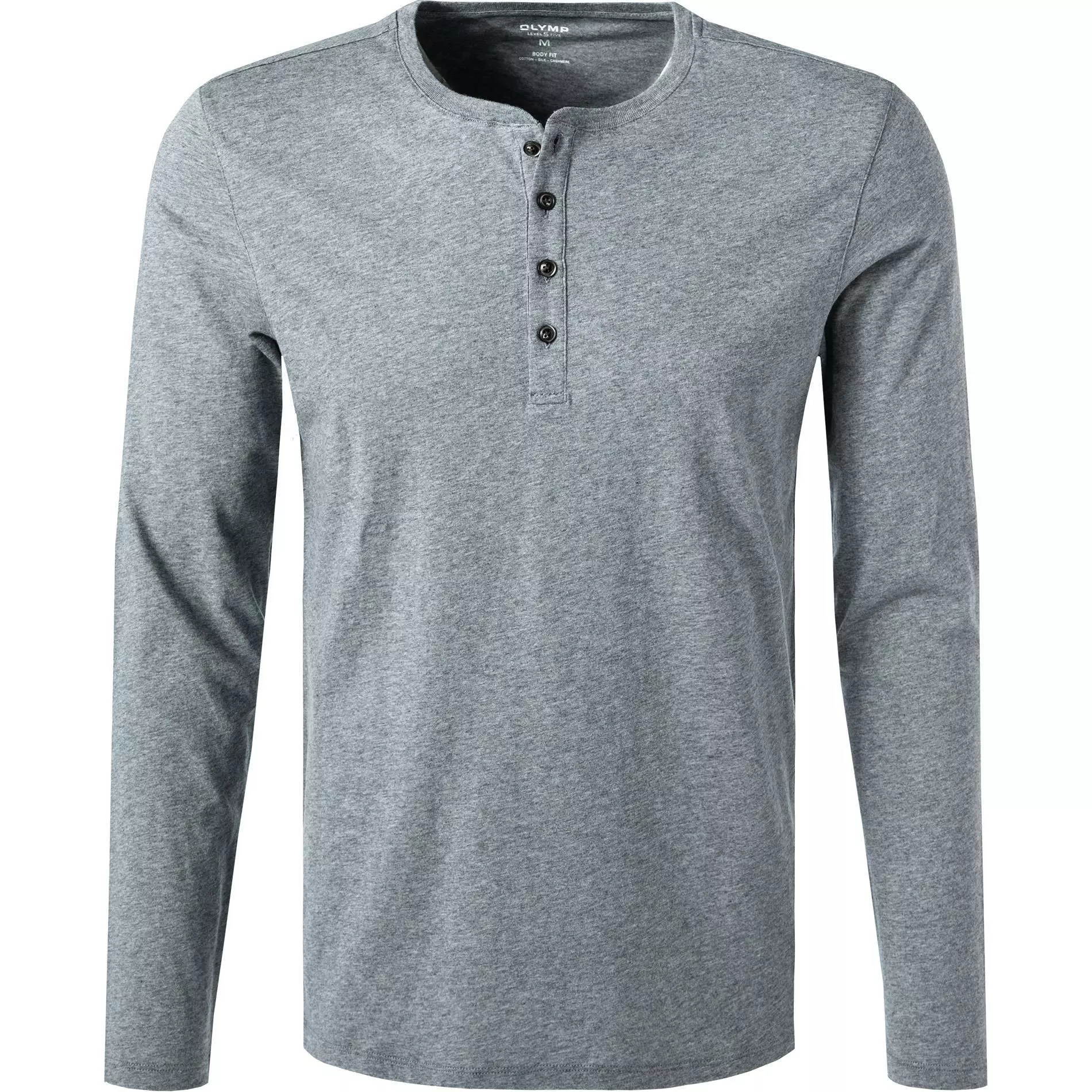 OLYMP Casual Level F. B. F. Longsleeve 5642/84/60 Body Fit, Baumwolle-Kaschmir, Mittelgrau meliert, Mittelgrau 1 OLYMP Casual Level F. B. F. Longsleeve 5642/84/60 Body Fit, Baumwolle-Kaschmir, Mittelgrau meliert, Mittelgrau