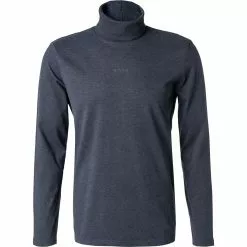 BOSS Longsleeve Teknit 50459421/404 Rollkragenshirt, Baumwolle, Dunkelblau