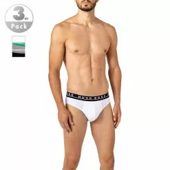 BOSS Briefs 3er Pack 50458559/961 Slips, Baumwoll-Stretch, Schwarz-weiß-grau, Schwarz-grün-grau