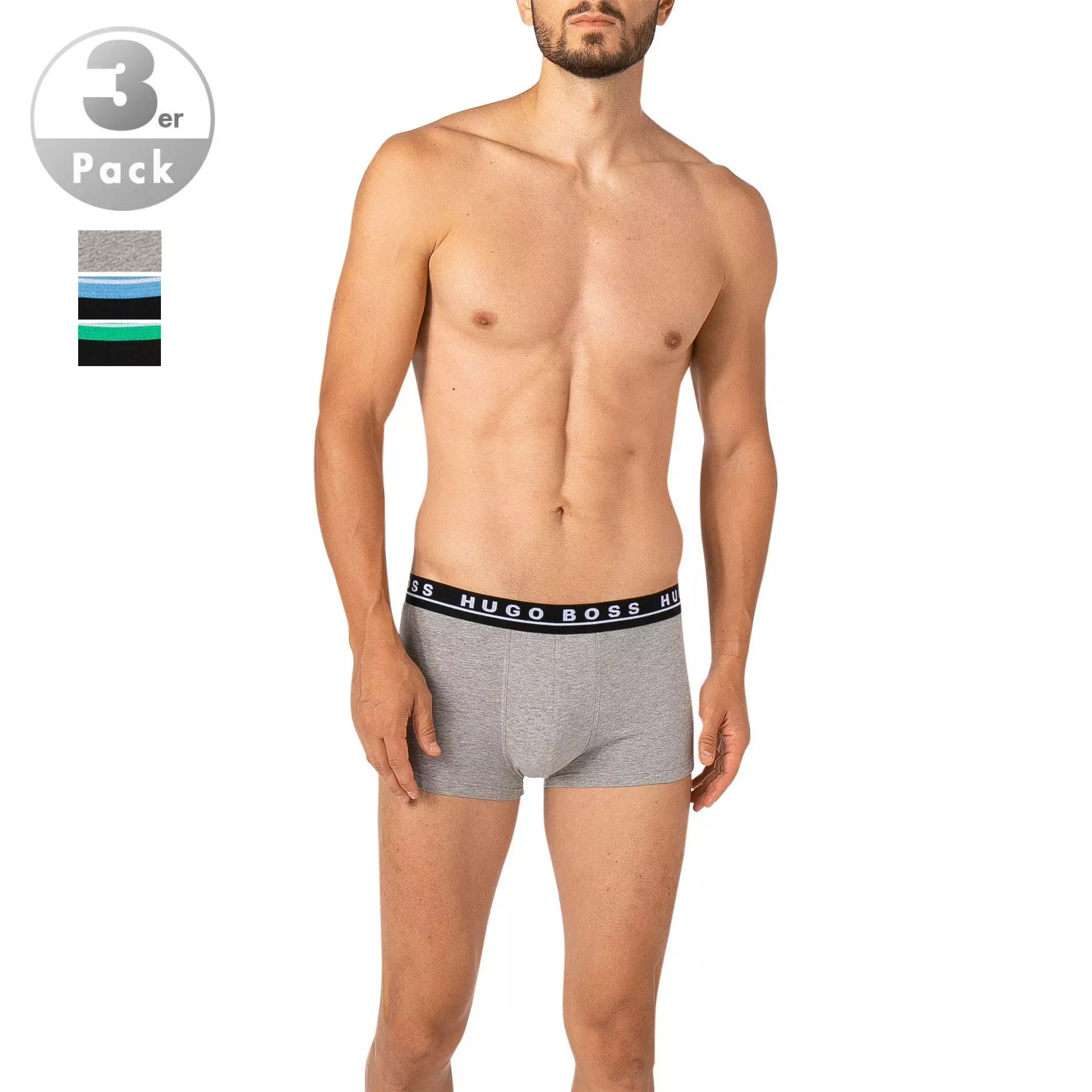 BOSS Trunks 3er Pack 50458488/964 Baumwoll-Stretch, Grau-schwarz, Schwarz-grau 1 BOSS Trunks 3er Pack 50458488/964 Baumwoll-Stretch, Grau-schwarz, Schwarz-grau