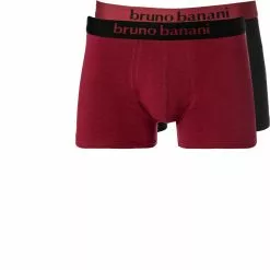 bruno banani Shorts 2er Pack Flow. 2203-1388/4313 Trunks, Baumwoll-Stretch, Chianti-schwarz, Schwarz-weinrot