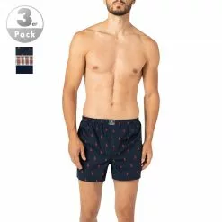 Polo Ralph Lauren Boxers 3er Pack 714830273/005 Boxershorts, Baumwolle, Navy-rot gemustert, Navy-rot
