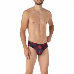 bruno banani Sportslip Red Forest 2203-2343/2778 Mikrofaser-Stretch, Rot gemustert, Weinrot