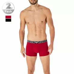 EMPORIO ARMANI Trunks 2er Pack 111769/1A720/06721 Baumwoll-Stretch, Schwarz-rot