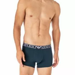 EMPORIO ARMANI Trunks 2er Pack 111769/1A720/76210 Baumwoll-Stretch, Weiß-petrol -Wäsche Verkaufsshop 380529 norm2