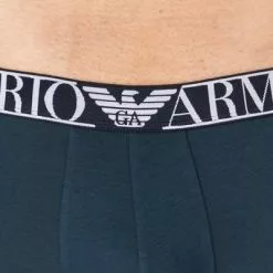 EMPORIO ARMANI Trunks 2er Pack 111769/1A720/76210 Baumwoll-Stretch, Weiß-petrol -Wäsche Verkaufsshop 380529 norm3