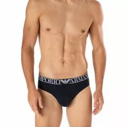 EMPORIO ARMANI Briefs 2er Pack 111733/1A720/19635 Slips, Baumwoll-Stretch, Marine-rauchblau -Wäsche Verkaufsshop 380534 norm2