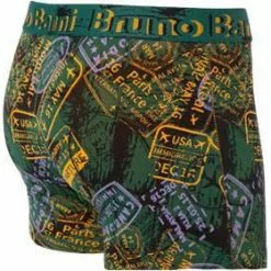 bruno banani Shorts 2er Pack 2201-2332/4322 Trunks, Baumwoll-Stretch, Grün-schwarz, Schwarz-grün -Wäsche Verkaufsshop 381532 norm4