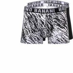 bruno banani Shorts 2er Pack 2201-2333/4115 Trunks, Baumwoll-Stretch, Schwarz-weiß