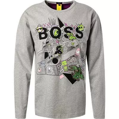 BOSS Longsleeve Tovel Lotus 50462903/053 Oversized Fit, Baumwolle, Grau, Hellgrau 2 BOSS Longsleeve Tovel Lotus 50462903/053 Oversized Fit, Baumwolle, Grau, Hellgrau – Bild 2