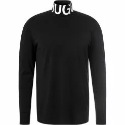 HUGO Longsleeve Dardini 50461715/001 Stehkragenshirt, Baumwolle, Schwarz