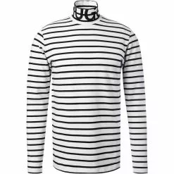 HUGO Longsleeve Dardini 50461715/120 Stehkragenshirt, Baumwolle, Weiß-schwarz gestreift, Weiß-schwarz