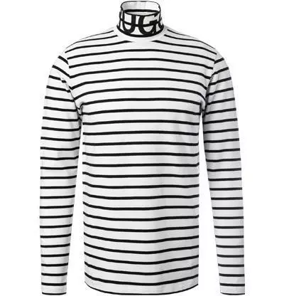 HUGO Longsleeve Dardini 50461715/120 Stehkragenshirt, Baumwolle, Weiß-schwarz gestreift, Weiß-schwarz 2 HUGO Longsleeve Dardini 50461715/120 Stehkragenshirt, Baumwolle, Weiß-schwarz gestreift, Weiß-schwarz – Bild 2