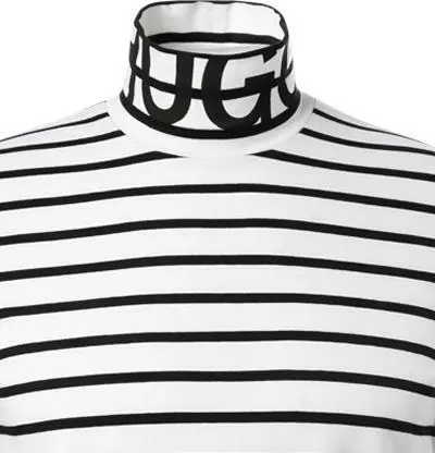 HUGO Longsleeve Dardini 50461715/120 Stehkragenshirt, Baumwolle, Weiß-schwarz gestreift, Weiß-schwarz 3 HUGO Longsleeve Dardini 50461715/120 Stehkragenshirt, Baumwolle, Weiß-schwarz gestreift, Weiß-schwarz – Bild 3