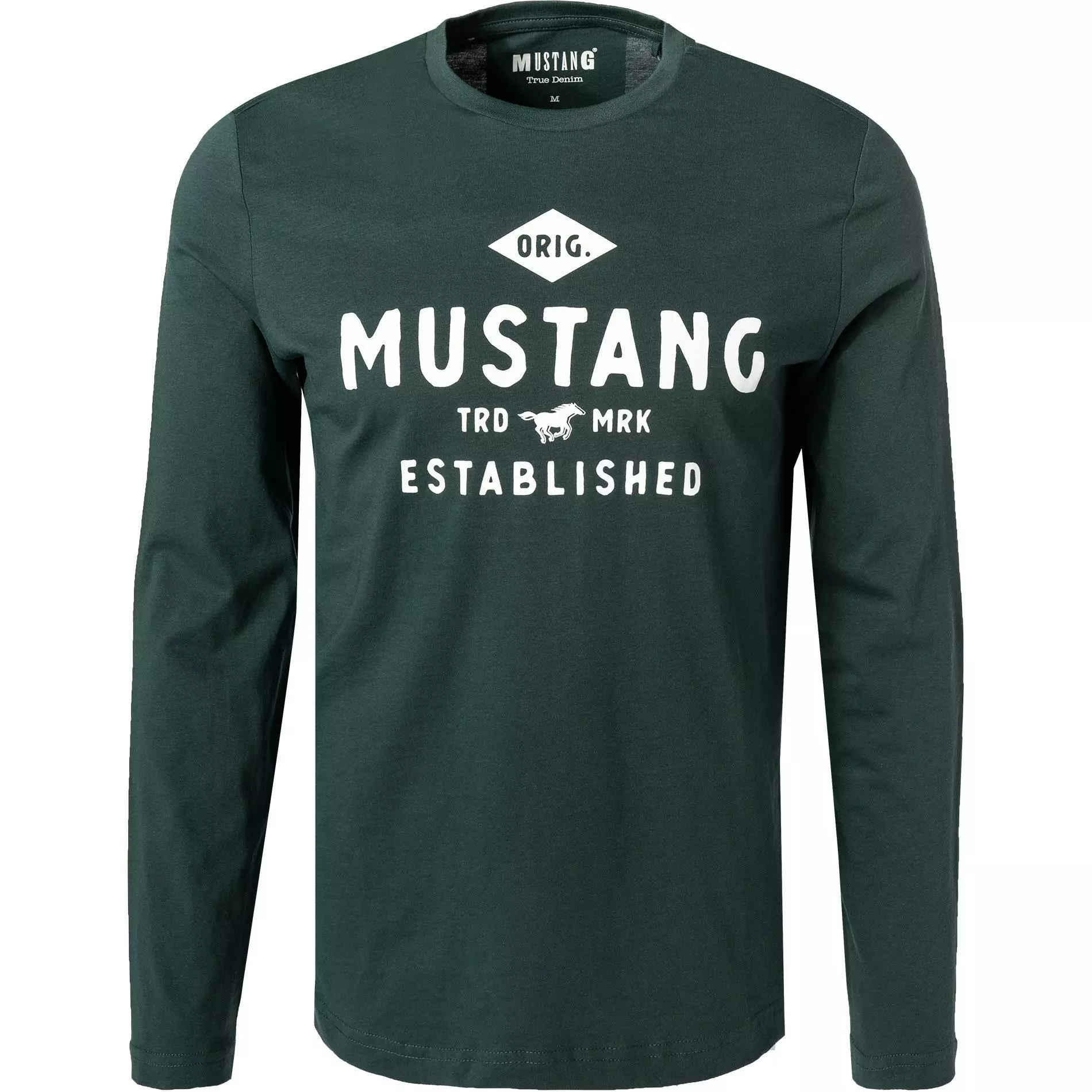 MUSTANG T-Shirt 1011954/6432 Longsleeve, Baumwolle, Dunkelgrün 1 MUSTANG T-Shirt 1011954/6432 Longsleeve, Baumwolle, Dunkelgrün