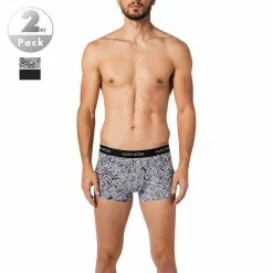 BOSS Trunks 2er Pack 50464433/120 Baumwoll-Stretch, Schwarz-weiß gemustert, Weiß-schwarz
