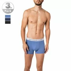 Polo Ralph Lauren Trunks 3er Pack 714830299/025 Baumwoll-Stretch, Grau-blau meliert, Blau-graphit-denim