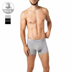 JOOP! Boxer 3er Pack 30030784/960 Trunks, Baumwoll-Stretch, Grau-schwarz-navy, Blau-grau-schwarz
