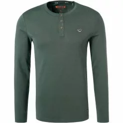 MUSTANG Longsleeve 1012375/6432 Slim Fit, Baumwolle, Tannengrün