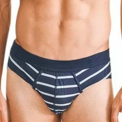 Seidensticker Brief 3er Pack 12.200017/0019 Slips, Baumwoll-Stretch, Navy-hellblau gestreift, Navy -Wäsche Verkaufsshop 383888 norm4