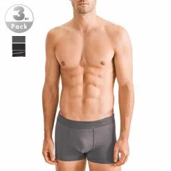 Seidensticker Trunk 3er Pack 12.200018/0039 Trunks, Baumwoll-Stretch, Schwarz-grau gestreift, Schwarz