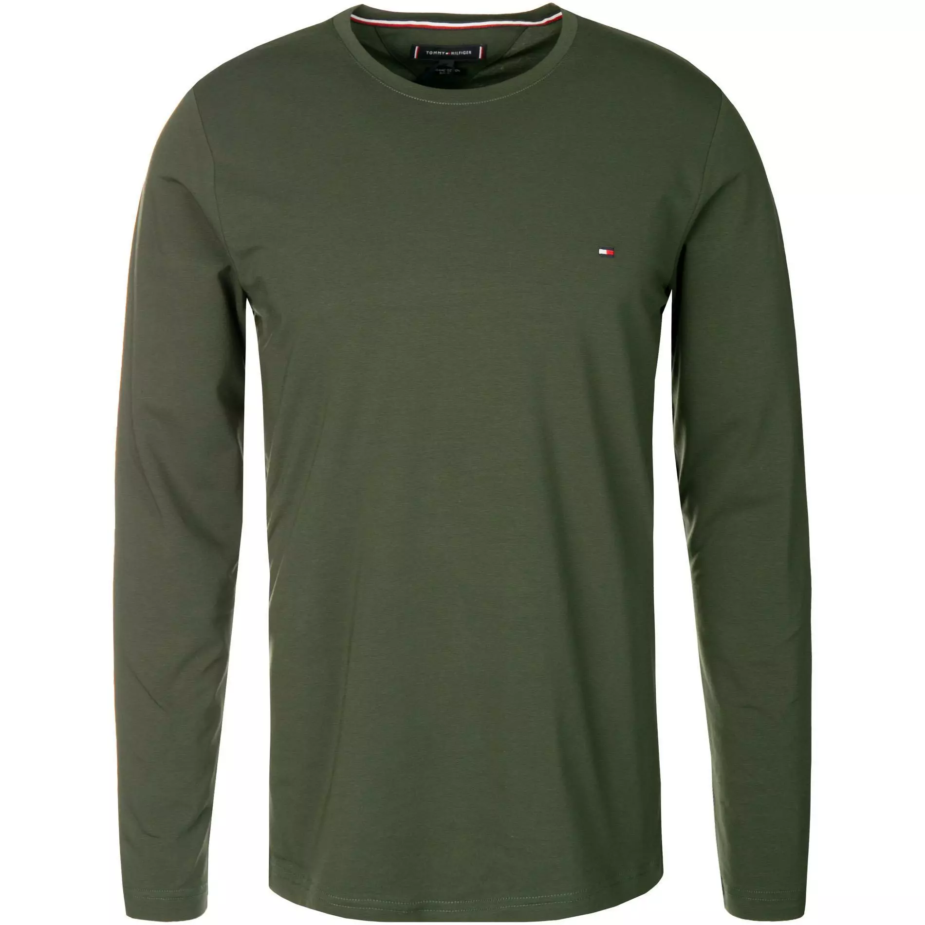 Tommy Hilfiger Longsleeve MW0MW10804/MBO Slim Fit, Bio Baumwolle, Tannengrün 1 Tommy Hilfiger Longsleeve MW0MW10804/MBO Slim Fit, Bio Baumwolle, Tannengrün