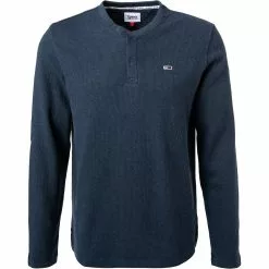 TOMMY JEANS Longsleeve DM0DM12249/C87 Bio Baumwolle, Dunkelblau meliert, Dunkelblau