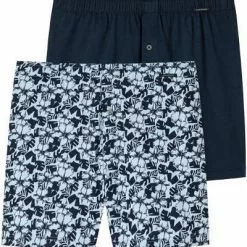 Schiesser Boxershorts 2er Pack 176828/908 Baumwolle, Dunkelblau-bleu gemustert, Dunkelblau-hellblau -Wäsche Verkaufsshop 384811 norm3