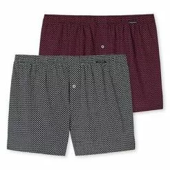 Schiesser Boxershorts 2er Pack 176830/901 Baumwolle, Dunkelrot-dunkelblau gemustert, Dunkelrot-dunkelblau -Wäsche Verkaufsshop 384816 norm3
