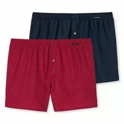 Schiesser Boxershorts 2er Pack 176830/908 Baumwolle, Dunkelblau-rot gemustert, Dunkelblau-rot -Wäsche Verkaufsshop 384817 norm3