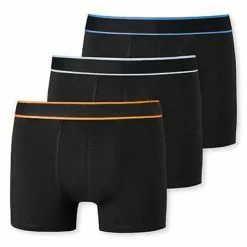 Schiesser Shorts 3er Pack 176902/901 Trunks, Baumwoll-Stretch, Dunkelblau, Blau-weiß-orange -Wäsche Verkaufsshop 384831 norm3