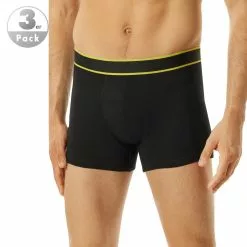 Schiesser Shorts 3er Pack 176902/908 Trunks, Baumwoll-Stretch, Schwarz-blau-gelb