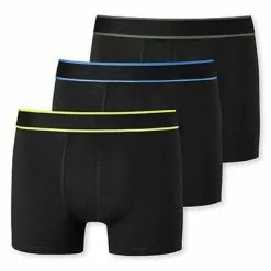 Schiesser Shorts 3er Pack 176902/908 Trunks, Baumwoll-Stretch, Schwarz-blau-gelb -Wäsche Verkaufsshop 384832 norm3